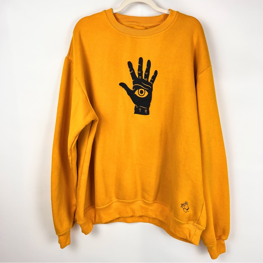 Steady Hands Yellow Palm Reading Sweat Shirt Size XL